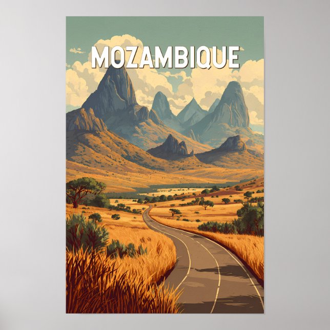 Affiche Mozambique Illustration Voyage Art Vintage (Devant)