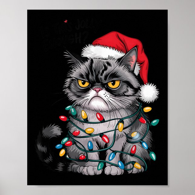 Affiche Mpy Christmas Cat Jolly Enough Funny Holiday  (Devant)