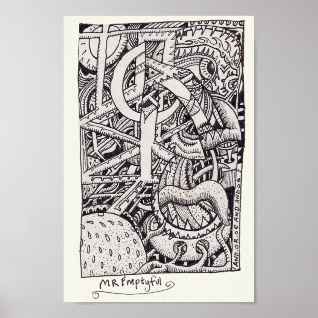 Affiche Mr Emptyful, Ink Drawing (Devant)