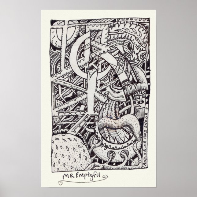 Affiche Mr Emptyful, Ink Drawing (Devant)