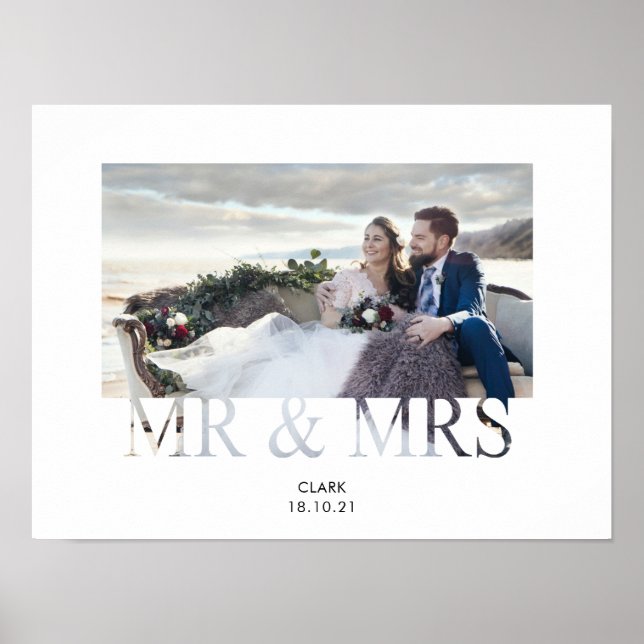 Affiche Mr & Mrs romtic love couple photo mariage (Devant)
