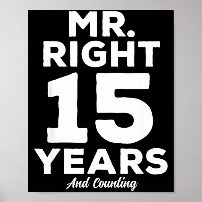 Affiche Mr. Right 15 Years Wedding Anniversary Funny Match (Devant)