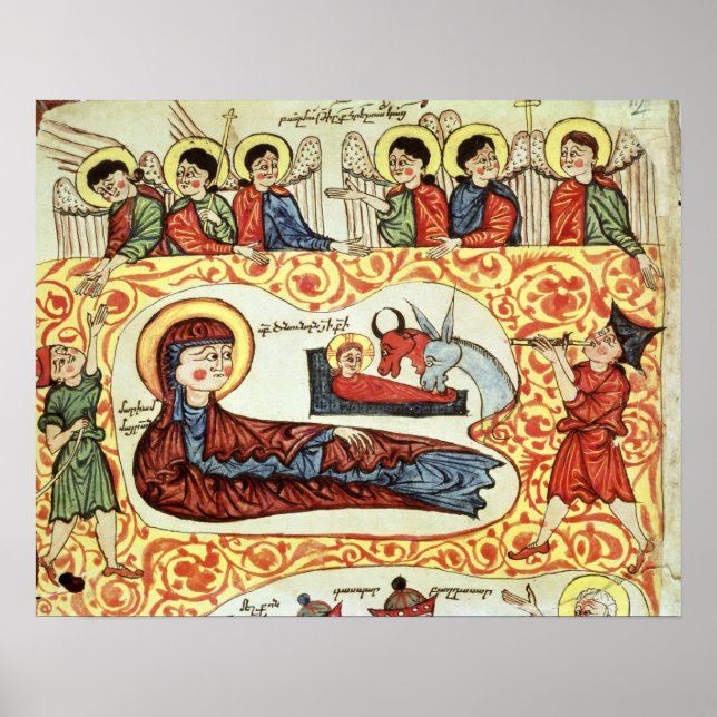 Affiche Ms 404 fol.1v La Nativité, d'un Evangile (Devant)