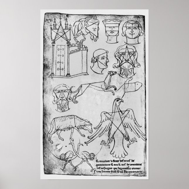 Affiche Ms Fr 19093 fol.18v Divers dessins (Devant)