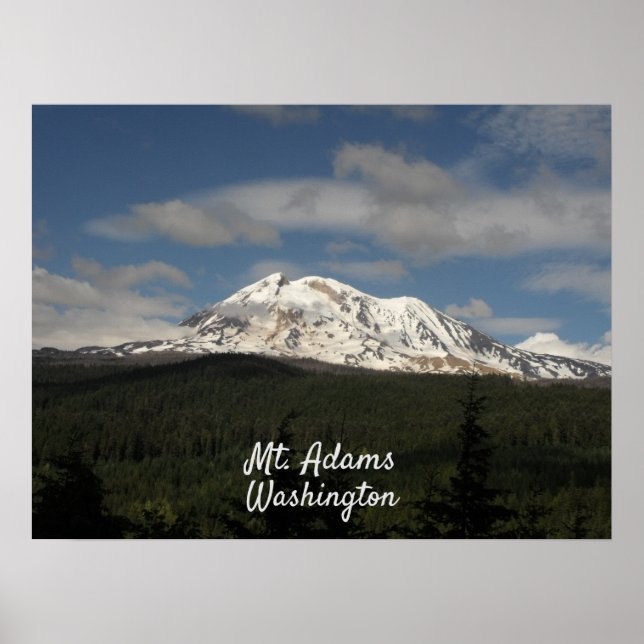 Affiche Mt Adams Washinton avec la forêt et le ciel bleu (Devant)