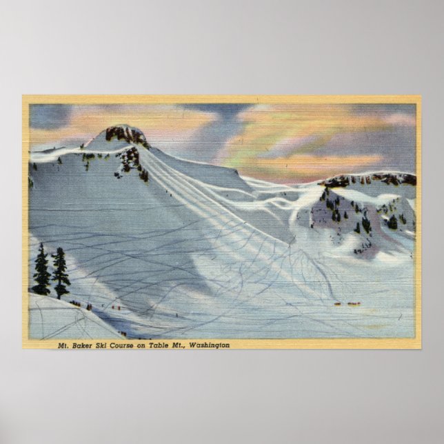 Affiche Mt. Baker, Washington - Vue du ski de Mt. Baker (Devant)