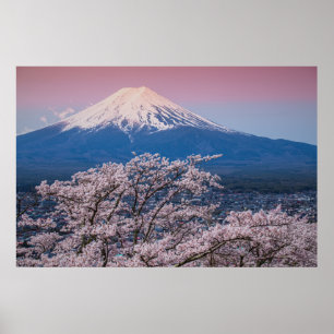 Affiche Mt Fuji et fleurs de cerisier