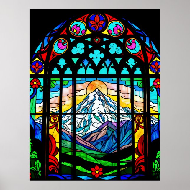 Affiche Mt. Shasta en vitrail (Devant)