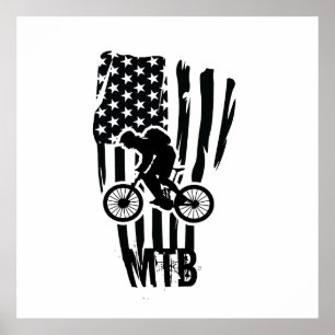 Affiche Mtb VTT drapeau vintage noir américain