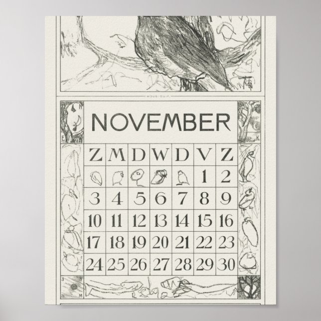 Affiche Mtheo van hoytema - calendrier - art de herons - a (Devant)