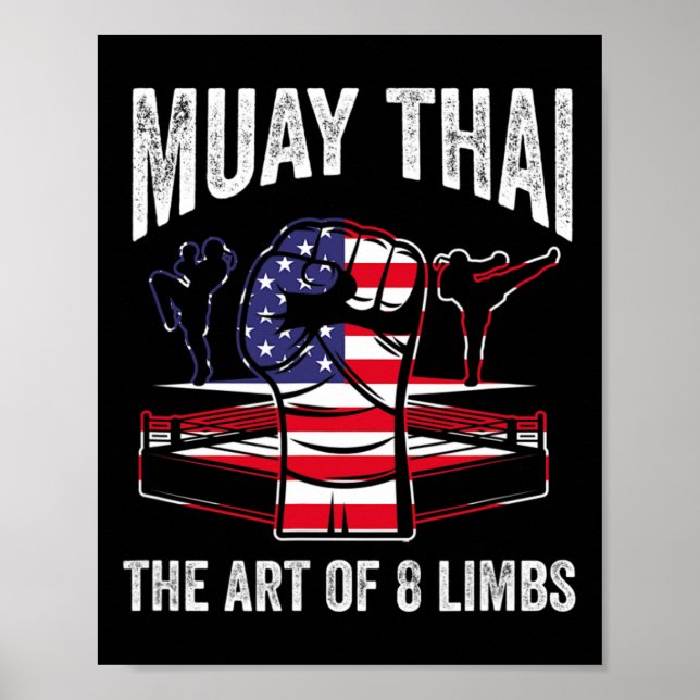 Affiche Muay Thai Art de 8 Membres Combattant Arts Martiau (Devant)