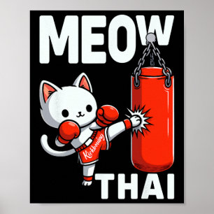 Affiche Muay Thai Chat Boxe Martial Arts Fighter Sport Cu