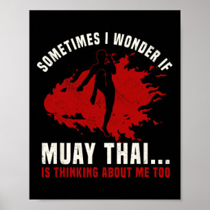 Affiche Muay Thai Enseignant de boxe Kickboxing Arts Marti