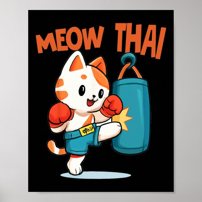 Affiche Muay Thai Funny Amoureux des chats Thai Boxing Tha (Devant)