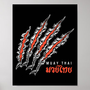 Affiche Muay Thai Griffe de Tigre Combat de Rue Mma Kickbo