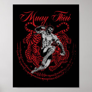Affiche Muay Thai Kickboxer Martial Art Fighter Thai Boxi