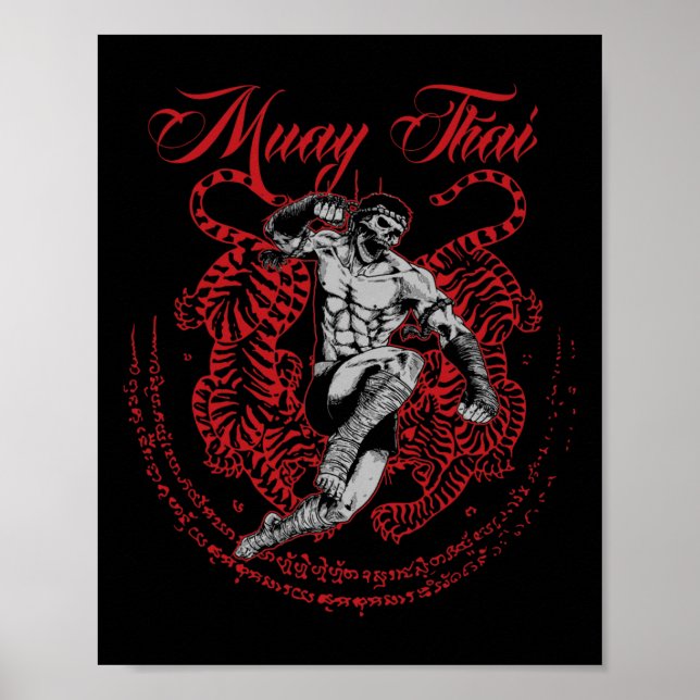 Affiche Muay Thai Kickboxer Martial Art Fighter Thai Boxi (Devant)