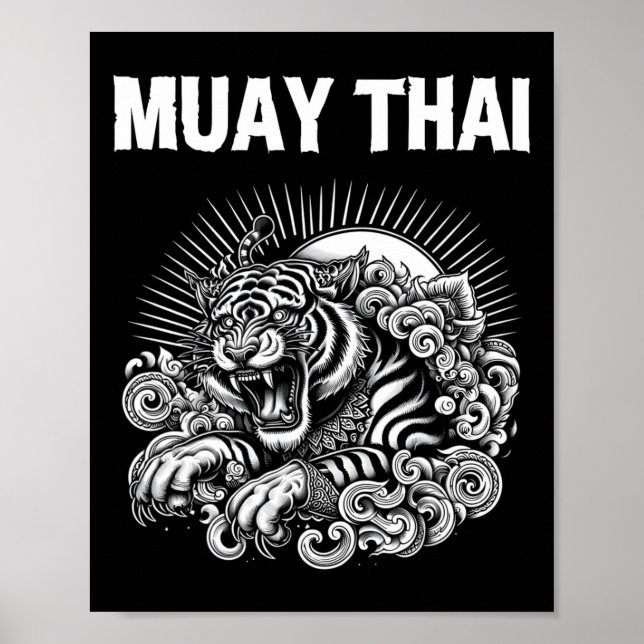 Affiche Muay Thai Language Tattoo Tiger Roar Kickboxing Th (Devant)