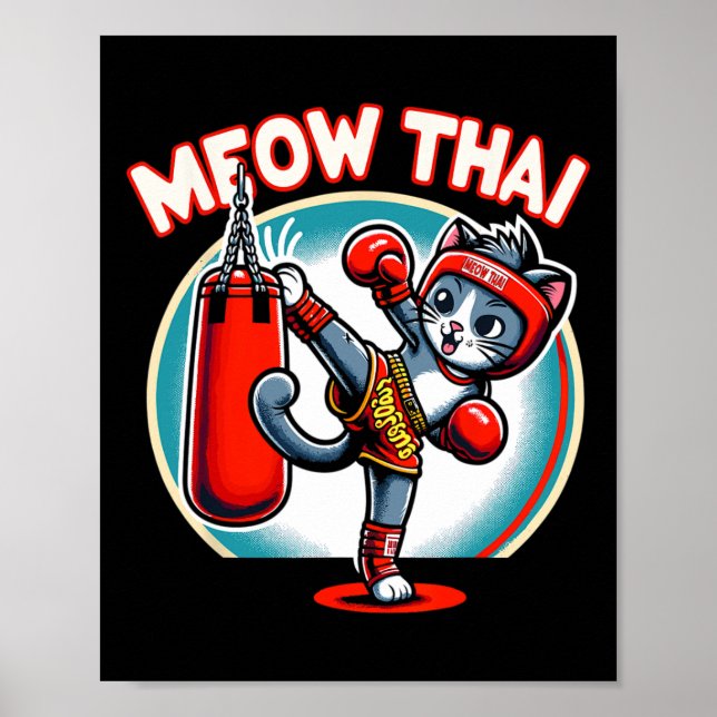 Affiche Muay Thai Martial Art Thai Boxe Chat Meow Thai Fo (Devant)