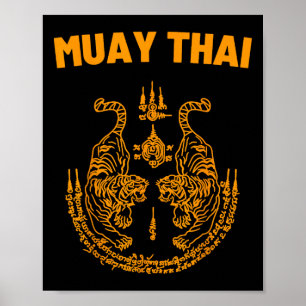 Affiche Muay Thai Mma Combat Tatouage Jumeau Tigre Kickbox