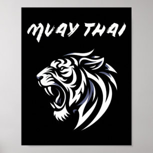 Affiche Muay Thai Mma Combat Tatouage Rugissement de Tigre