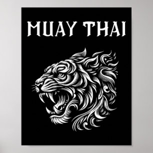 Affiche Muay Thai Mma Combat Tatouage Rugissement de Tigre