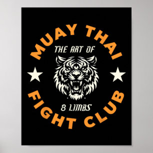 Affiche Muay Thai Mma Combat Tatouage Tigre Art Des 8 Memb