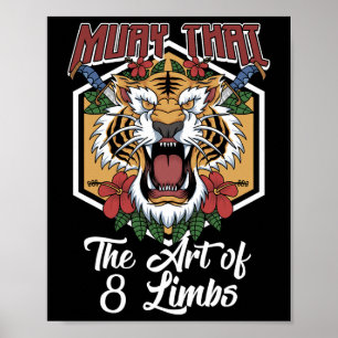 Affiche Muay Thai Mma Tigre Art des 8 Membres Kickboxing