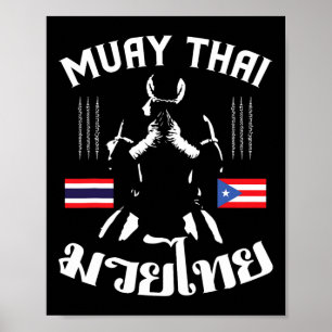 Affiche Muay Thai Porto Rico Drapeau Martial Arts Thai Box