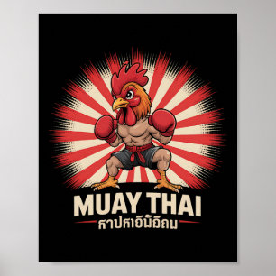 Affiche Muay Thai Rooster Fighter Kickboxing Boxing Sporty