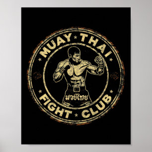 Affiche Muay Thai Thaïlande Kickboxing Combattant Mma Vint