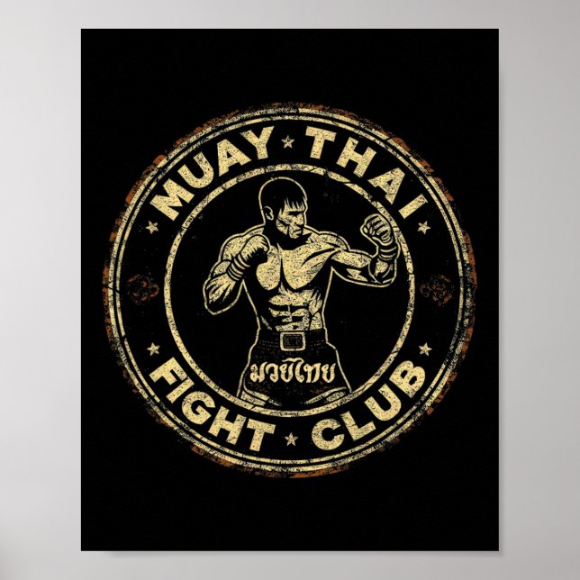 Affiche Muay Thai Thaïlande Kickboxing Combattant Mma Vint (Devant)