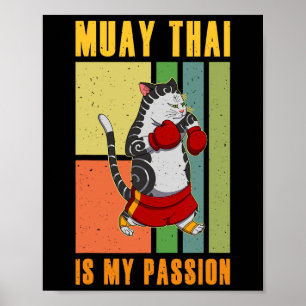Affiche Muay Thai Thaïlande Poing Anneau Genou Technique d
