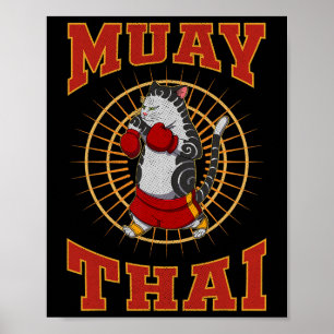 Affiche Muay Thai Thaïlande Poing Anneau Genou Technique d