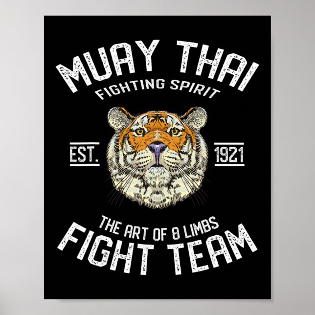 Affiche Muay Thai Tiger Boxe Thaïlandaise Kickboxing  (Devant)