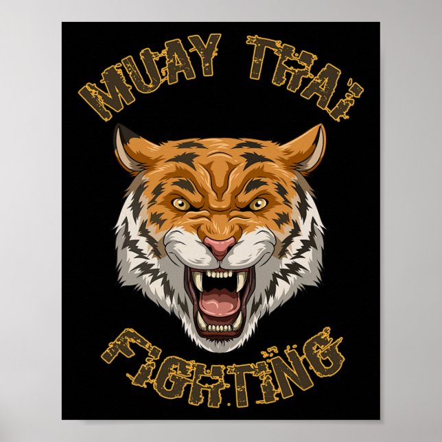 Affiche Muay Thai Tiger - Cadeau de boxe thaïlandaise et k (Devant)