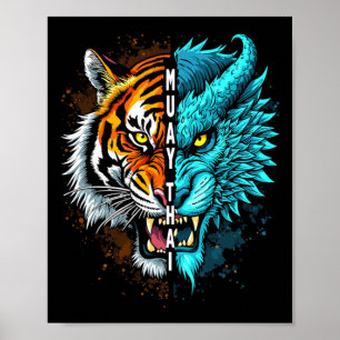 Affiche Muay Thai Tiger Dragon Fusion Art