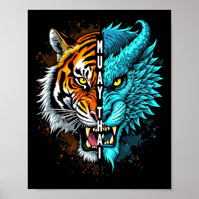 Affiche Muay Thai Tiger Dragon Fusion Art (Devant)