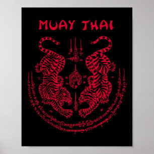 Affiche Muay Thai Tiger Sak Yant Kickboxing Spirituel Thaï