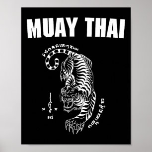 Affiche Muay Thailand Sak Yant Art Tatouage Tigre Kickboxi
