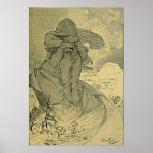 Affiche Mucha - Fevrier Cocorico