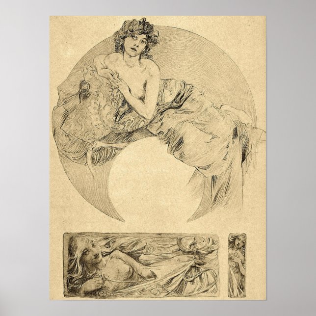 Affiche Mucha - Illustrations de femmes 1901 (Devant)