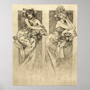 Affiche Mucha - Illustrations féminines 1901