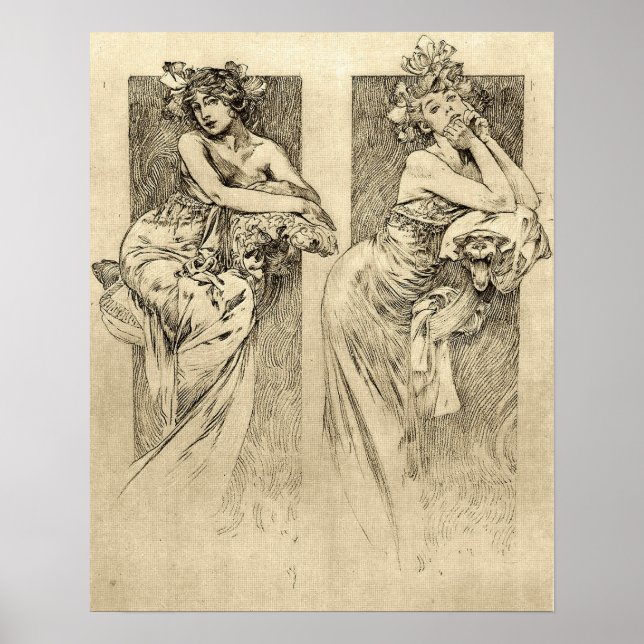 Affiche Mucha - Illustrations féminines 1901 (Devant)