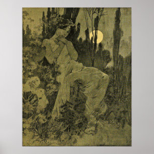 Affiche Mucha - Juin Cocorico