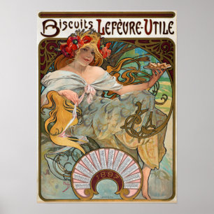 Affiche Mucha - Lefevre Biscuits 1896