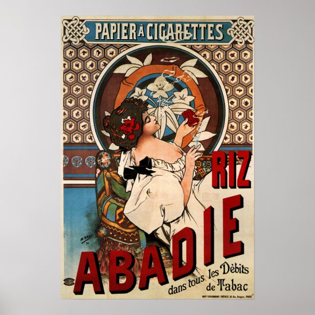 Affiche Mucha - Papier à rouler à cigarettes Abadie 1898 (Devant)