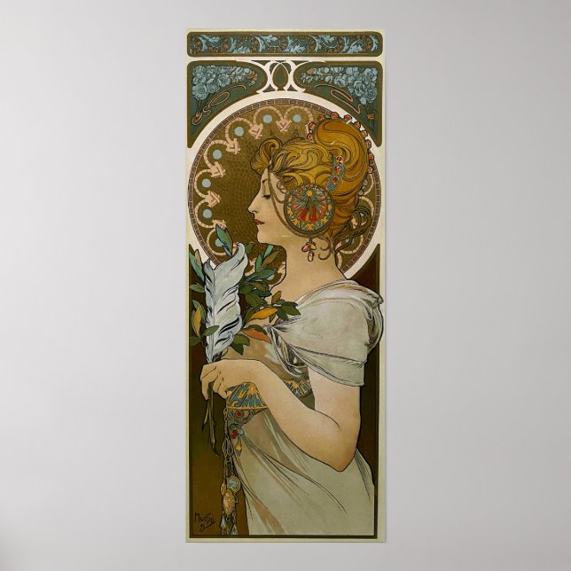 Affiche Mucha - Plume Art Nouveau (Devant)