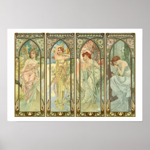 Affiche Mucha, Times of the Seasons, Art Nouveau
