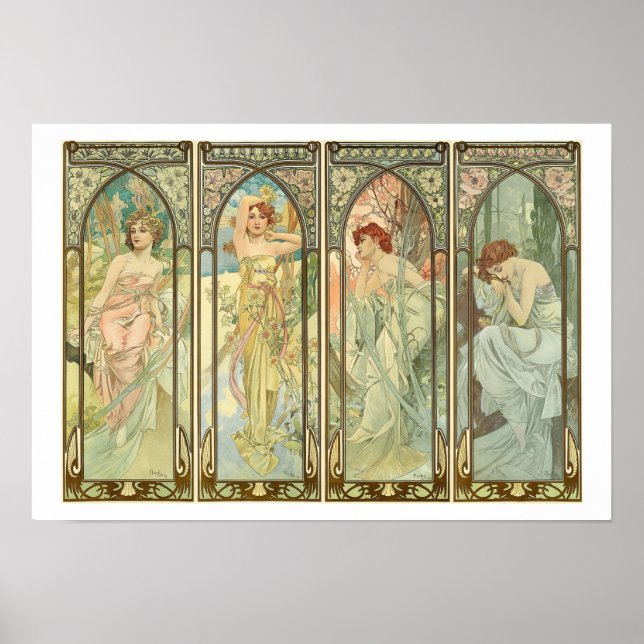 Affiche Mucha, Times of the Seasons, Art Nouveau (Devant)